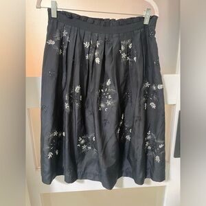 ANTONIO MELANI Black Embellished Midi A-Line Skirt